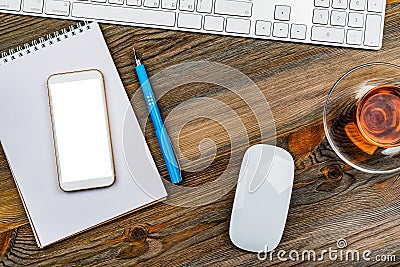 Top view office table Editorial Stock Photo