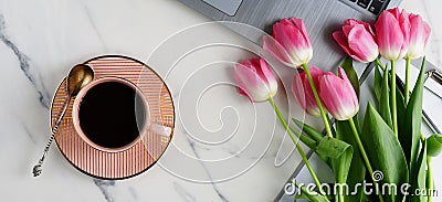 Office table feminine desk. Stock Photo