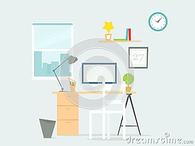 Office table front view Vector Illustration