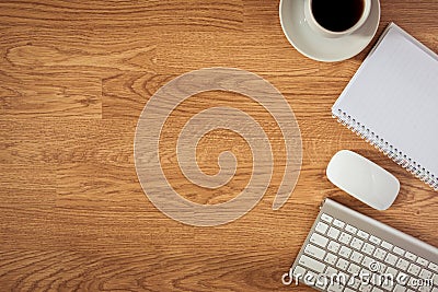 Office table with notepad, computer and coffee cup and computer Editorial Stock Photo