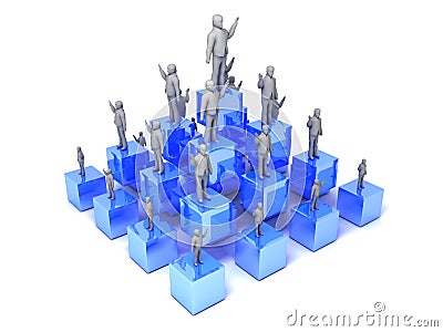 Office team on blue cubes Stock Photo