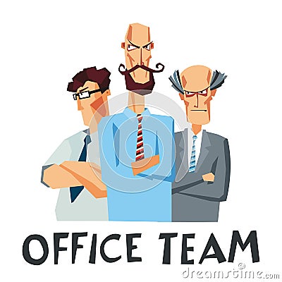 Office Team. Harsh comic cartoon characters Vector Illustration