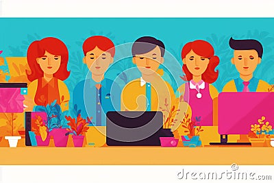 Office teamwork. Unleashing the Power of Teamwork. Navigating Success in the Office. Generative AI Stock Photo