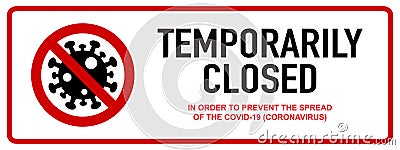 Office temporarily closed sign of coronavirus news Vector Illustration