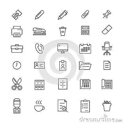 30 Office Tools Icons Vector Illustration