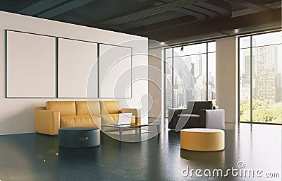 Office waiting room: sofa, gallery, side toned Stock Photo