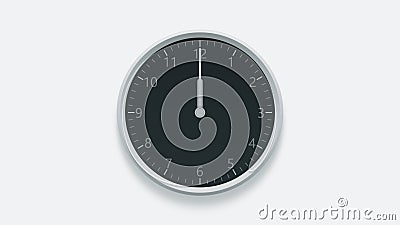 Office wall clock at 12 oclock. 3D rendering Stock Photo