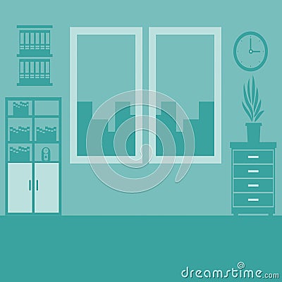 Office window view background Vector Illustration