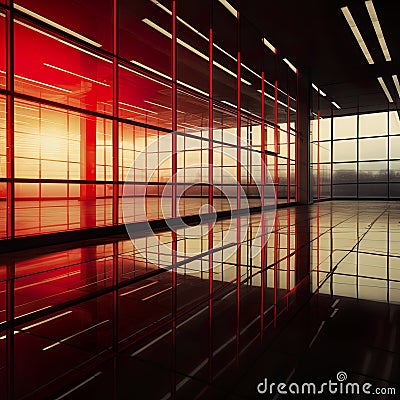 Office windows with blurred lights create a dynamic business background that reflects the fast-paced Stock Photo