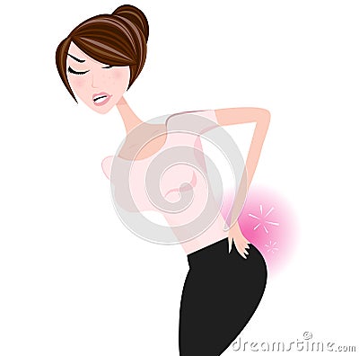 Office woman with backache Vector Illustration