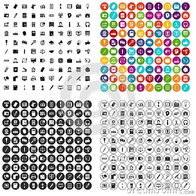 100 office work icons set vector variant Vector Illustration