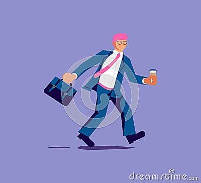 Office worker holds Coffee Vector Illustration