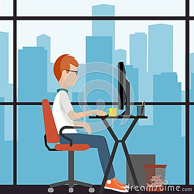 Office worker illustration Vector Illustration