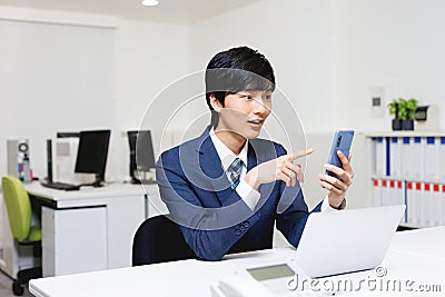 Businessman for smartphones Stock Photo