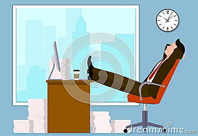 Office worker, Long business hours. Vector Illustration