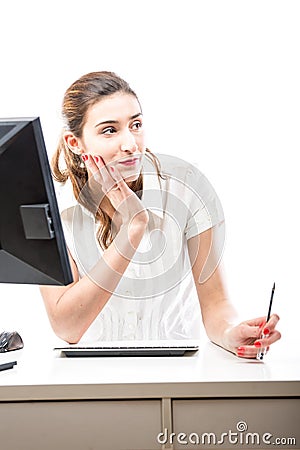 Office worker scheming and ploting Stock Photo