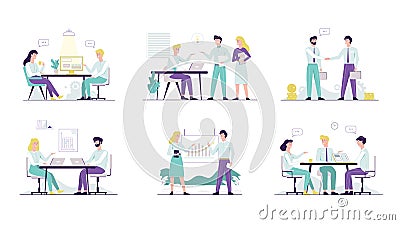 Office worker set. Collection of business people Vector Illustration