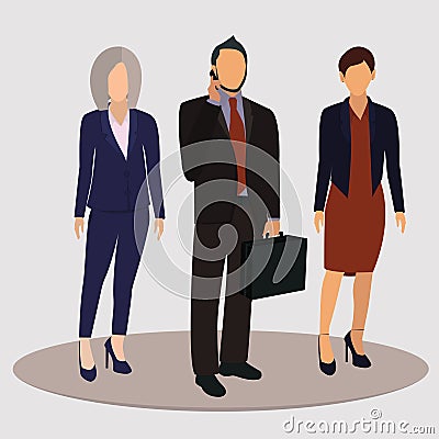 Office workers, business people in business suits. Vector illustration Cartoon Illustration