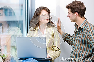 Office workers talking Stock Photo