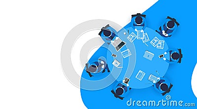 Office workers at work place concept. Coworking or brainstorm concept. Flat isometric vector illustration. Web Page Vector Illustration