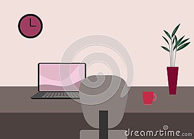 Office workplace illustration, laptop stands Vector Illustration