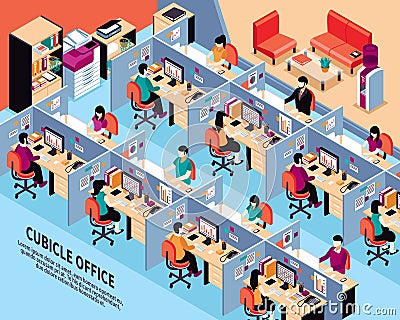 Office Workplace Isometric Vector Illustration Vector Illustration