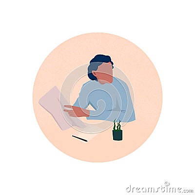 Man working in the office Vector Illustration