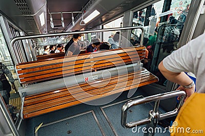Officer drive monorail to the top of Penang Hill. Editorial Stock Photo