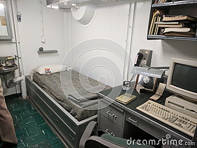 Officers` quarters on Battleship New Jersey Editorial Stock Photo