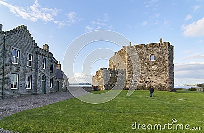 The Officers Quarters and North Tower of Blackness Castle, on the south side of the Forth. Editorial Stock Photo