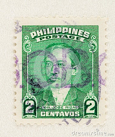 Official Business O.B. Handstamp on Philippines Postage Editorial Stock Photo