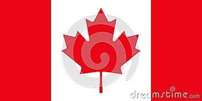Official Canada flag with accurate proportions and colors. Cartoon Illustration