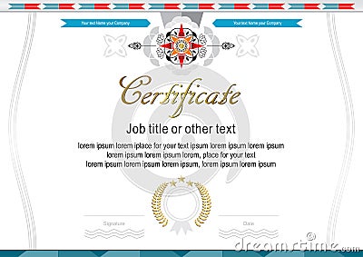 Official certificate with elegant colorful rosette Vector Illustration