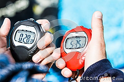 Official Chrono of a Freediving AIDA Performance Stock Photo