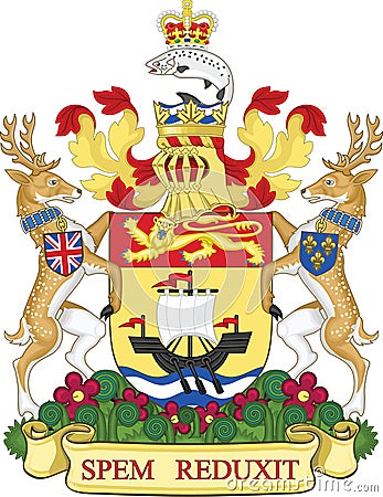 Coat of arms of NEW BRUNSWICK, CANADA Vector Illustration