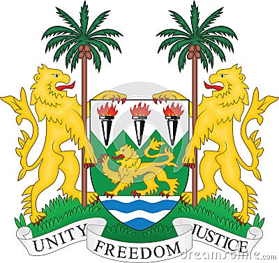 Coat of arms of the Republic of Sierra Leone Vector Illustration