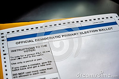 Official democratic primary election ballot form Stock Photo