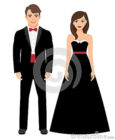 Official evening clothes fashion couple Vector Illustration