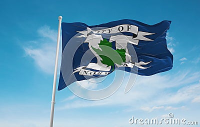 official flag of Norwalk, Ohio untied states of America at cloud Cartoon Illustration