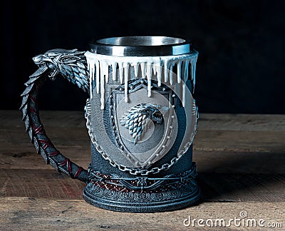 Official House Stark tankard from Game of Thrones series Editorial Stock Photo