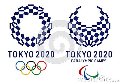 Official logos of the 2020 Summer Olympic Games in Tokyo, Japan Editorial Stock Photo