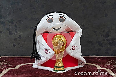 The official Mascot of the FIFA World Cup 2022 Qatar, La`eeb. Editorial Stock Photo