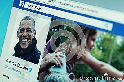 Barack Obama facebook page Editorial Stock Photo