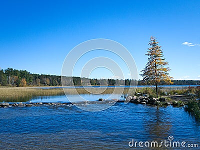 Official start of the Mississippi River at Lake Itasca State Park, Minnesota Stock Photo