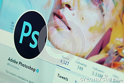 Photoshop twitter account Editorial Stock Photo