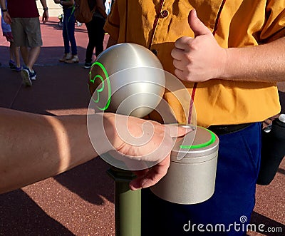 Official USA Orlando Disney World fingerprint scanner Editorial Stock Photo