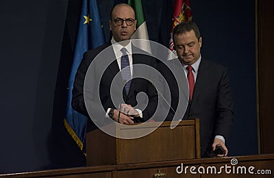 Official visit of Italian Foreign Minister Angelino Alfano to Serbia Editorial Stock Photo