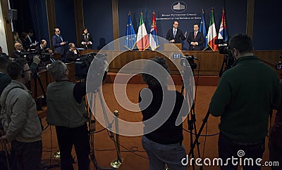 Official visit of Italian Foreign Minister Angelino Alfano to Serbia Editorial Stock Photo