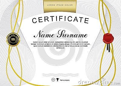Official white modern certificate. Vector Illustration