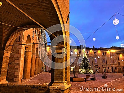 Offida town in Marche region, Italy. Art, history and tourism Editorial Stock Photo